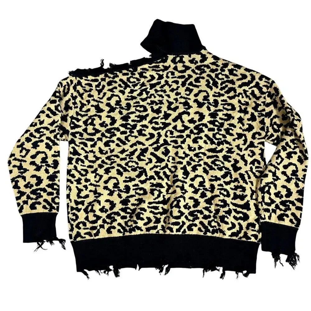 LOVERS+FRIENDS LEOPARD‎ PRINT ARLINGTON ONE SHOULDER  SWEATER SIZE S